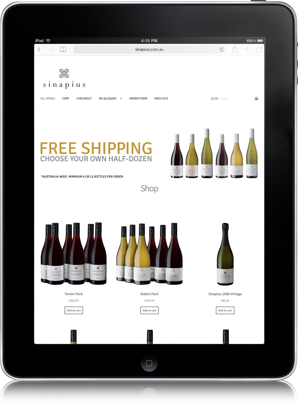 e-commerce website design for sinapius wine tasmania